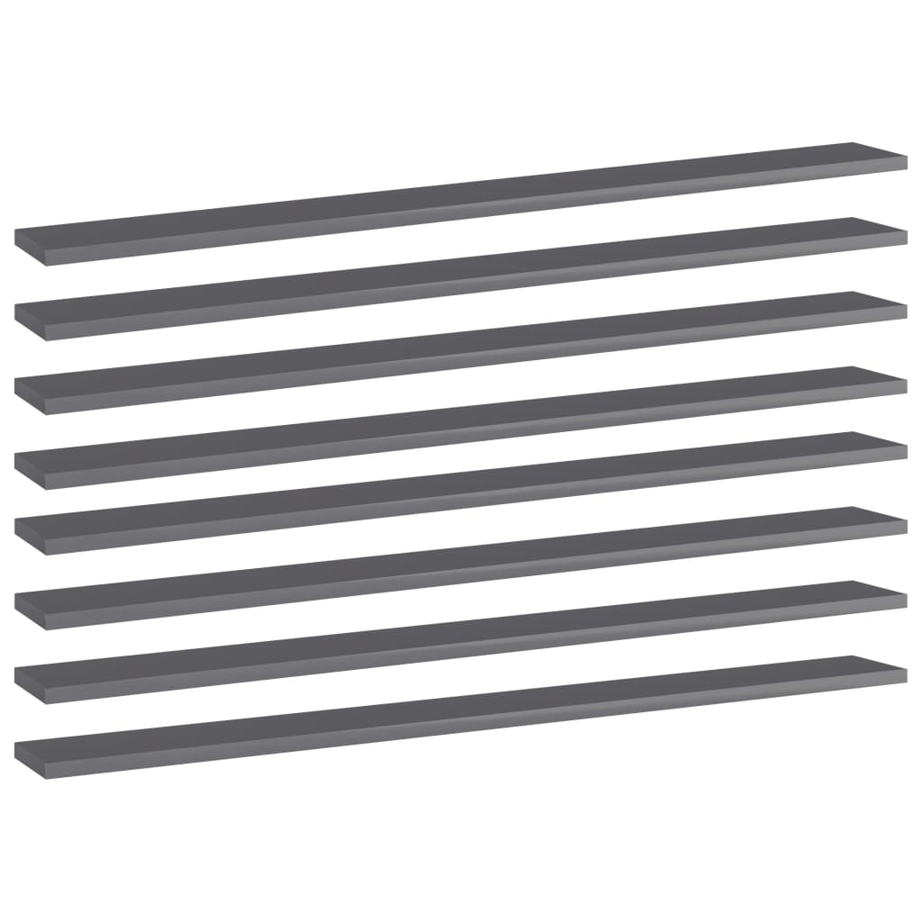 Přídavné Police 4 Ks Šedé Vysoký Lesk 100X30X1,5 Cm Dřevotříska Šedá S Vysokým Leskem