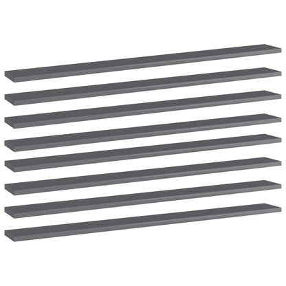 Přídavné Police 4 Ks Šedé Vysoký Lesk 100X30X1,5 Cm Dřevotříska Šedá S Vysokým Leskem