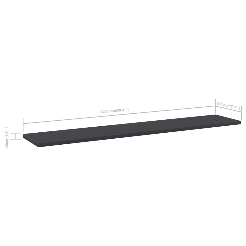 Přídavné Police 4 Ks Šedé 100 X 20 X 1,5 Cm Dřevotříska