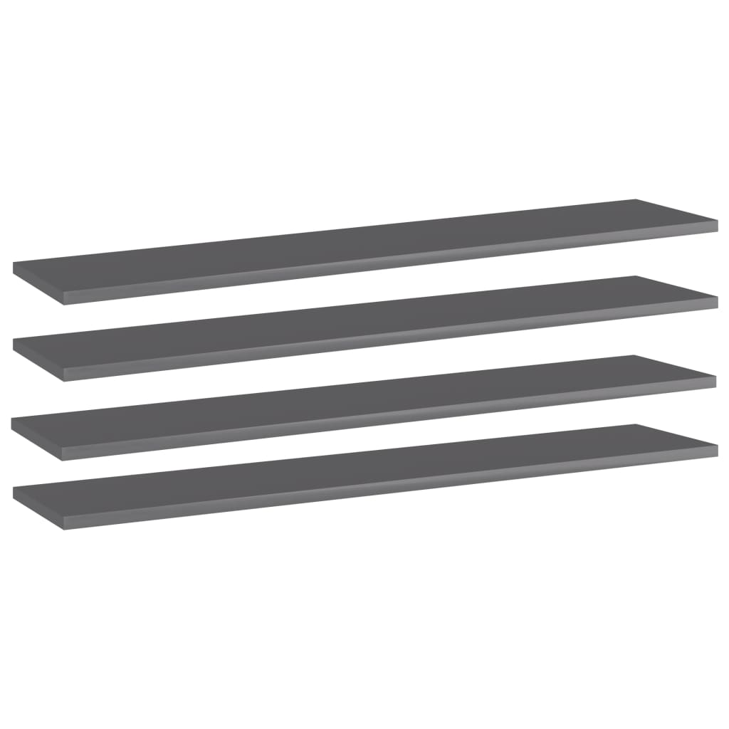 Přídavné Police 4 Ks Šedé Vysoký Lesk 100X30X1,5 Cm Dřevotříska Šedá S Vysokým Leskem