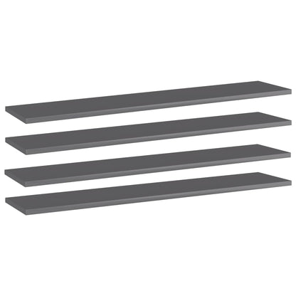 Přídavné Police 4 Ks Šedé Vysoký Lesk 100X30X1,5 Cm Dřevotříska Šedá S Vysokým Leskem