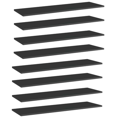 Přídavné Police 8 Ks Černé Vysoký Lesk 100X30X1,5Cm Dřevotříska