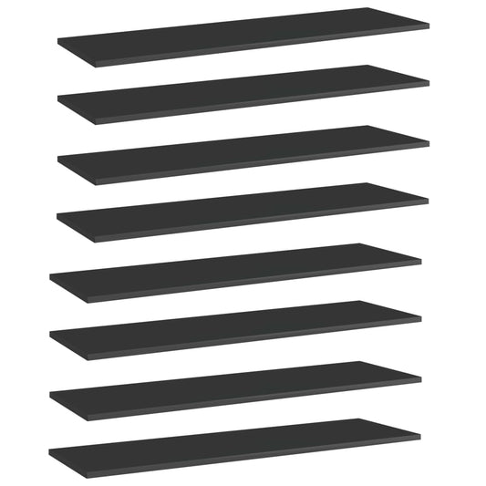 Přídavné Police 8 Ks Černé Vysoký Lesk 100X30X1,5Cm Dřevotříska