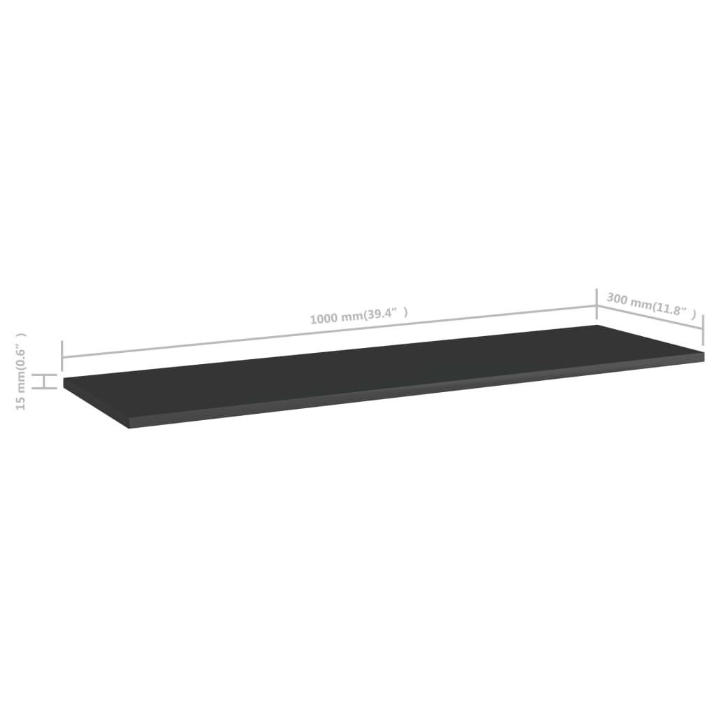 Přídavné Police 8 Ks Černé Vysoký Lesk 100X30X1,5Cm Dřevotříska