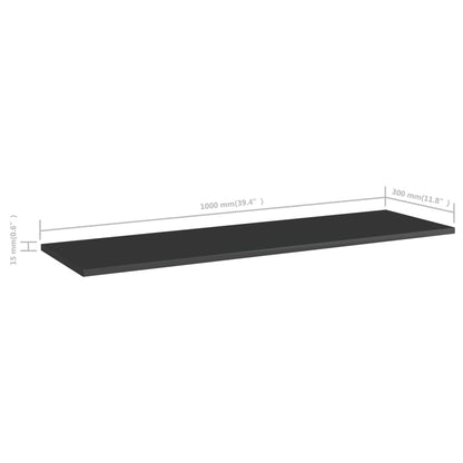 Přídavné Police 8 Ks Černé Vysoký Lesk 100X30X1,5Cm Dřevotříska