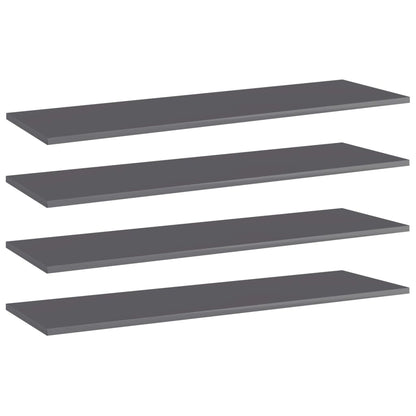 Přídavné Police 4 Ks Šedé Vysoký Lesk 100X30X1,5 Cm Dřevotříska Šedá S Vysokým Leskem