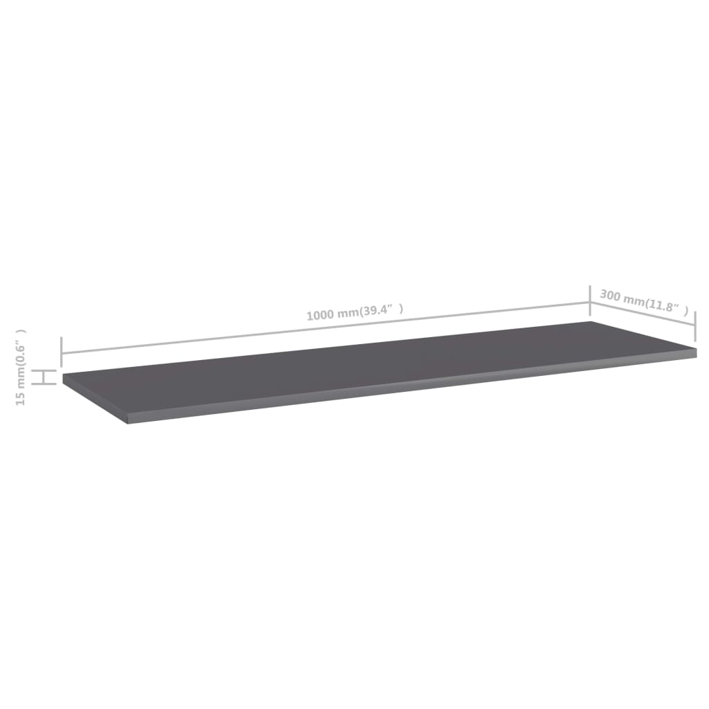 Přídavné Police 4 Ks Šedé Vysoký Lesk 100X30X1,5 Cm Dřevotříska Šedá S Vysokým Leskem