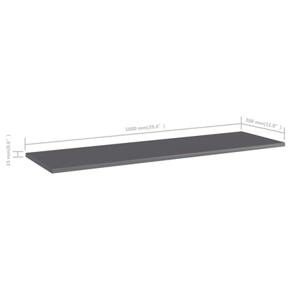 Přídavné Police 4 Ks Šedé Vysoký Lesk 100X30X1,5 Cm Dřevotříska Šedá S Vysokým Leskem