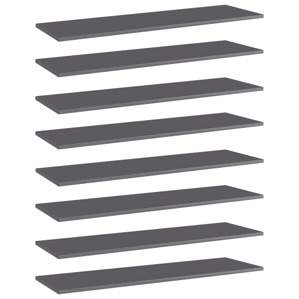 Přídavné Police 4 Ks Šedé Vysoký Lesk 100X30X1,5 Cm Dřevotříska Šedá S Vysokým Leskem
