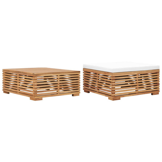 Set Zahradního Stolu A Podnožky Poduška Masivní Teak