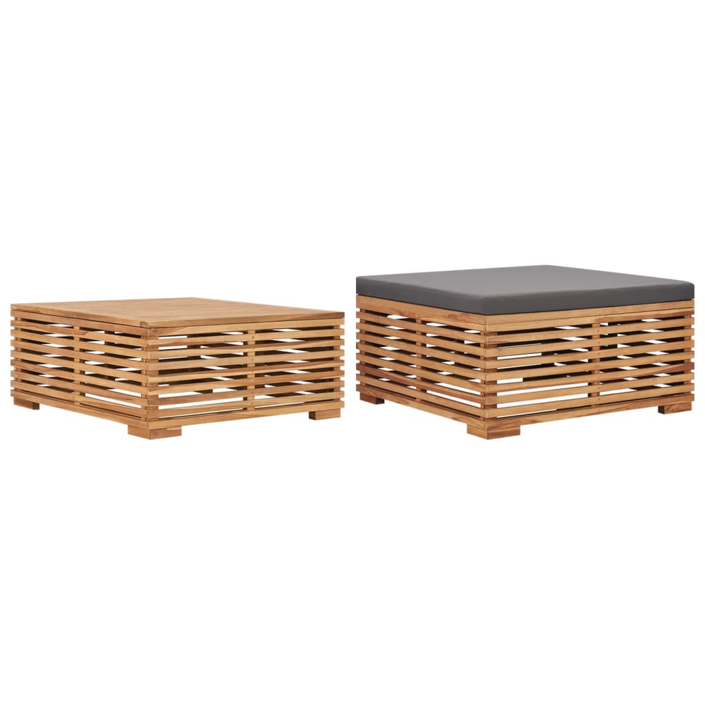 Set Zahradního Stolu A Podnožky Poduška Masivní Teak