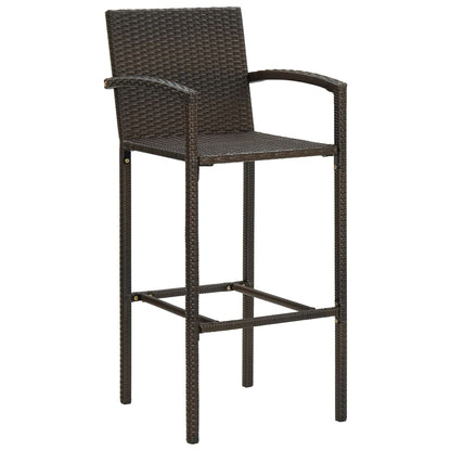 3Dílný Zahradní Barový Set S Područkami Polyratan Hnědý