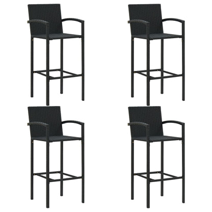 5Dílný Zahradní Barový Set S Područkami Polyratan Černý