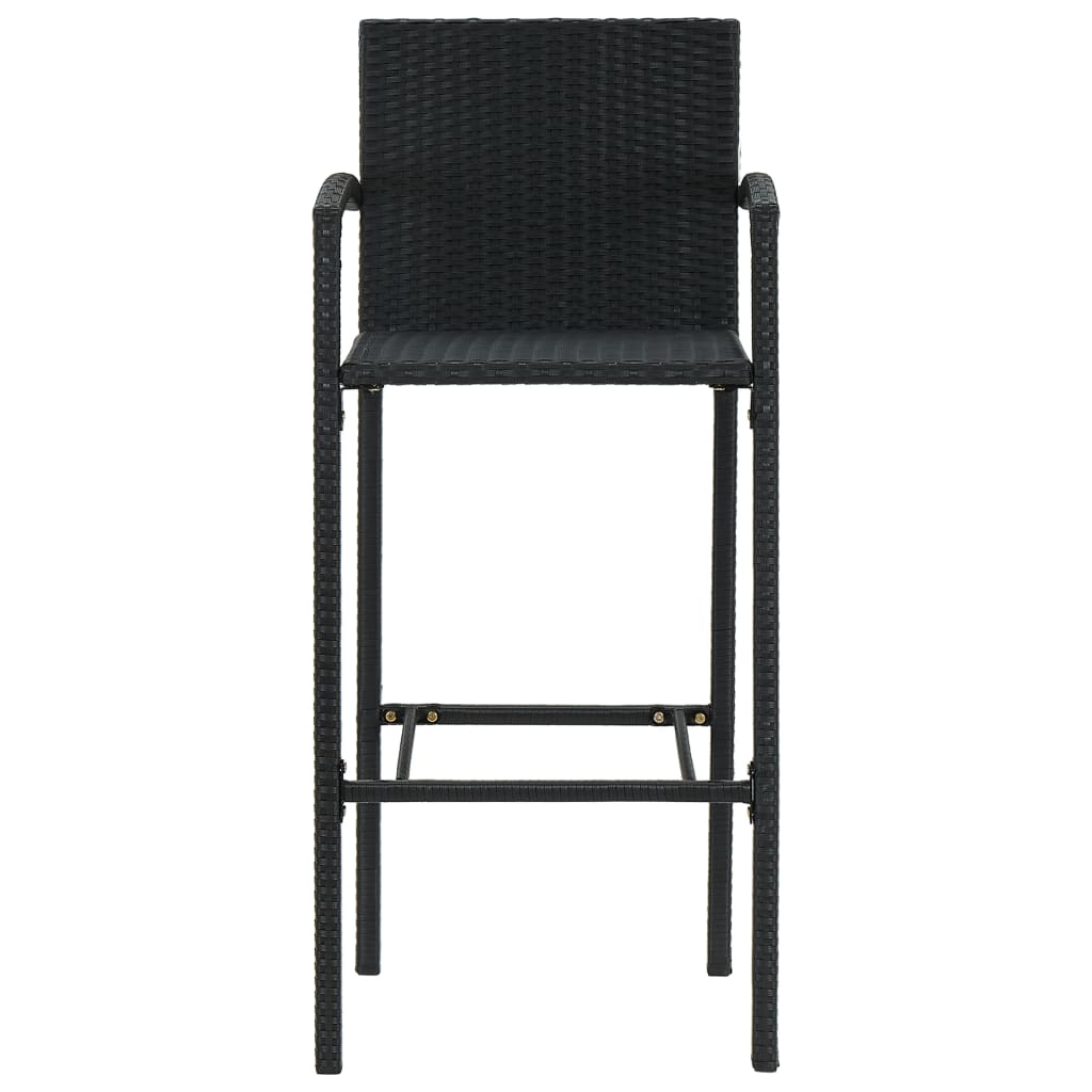 5Dílný Zahradní Barový Set S Područkami Polyratan Černý