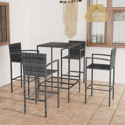 7Dílný Zahradní Barový Set Polyratan Šedý