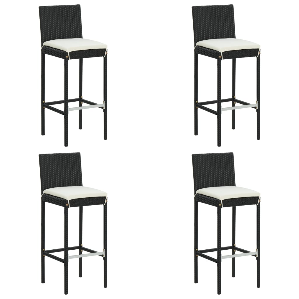 5Dílný Zahradní Barový Set S Poduškami Černý