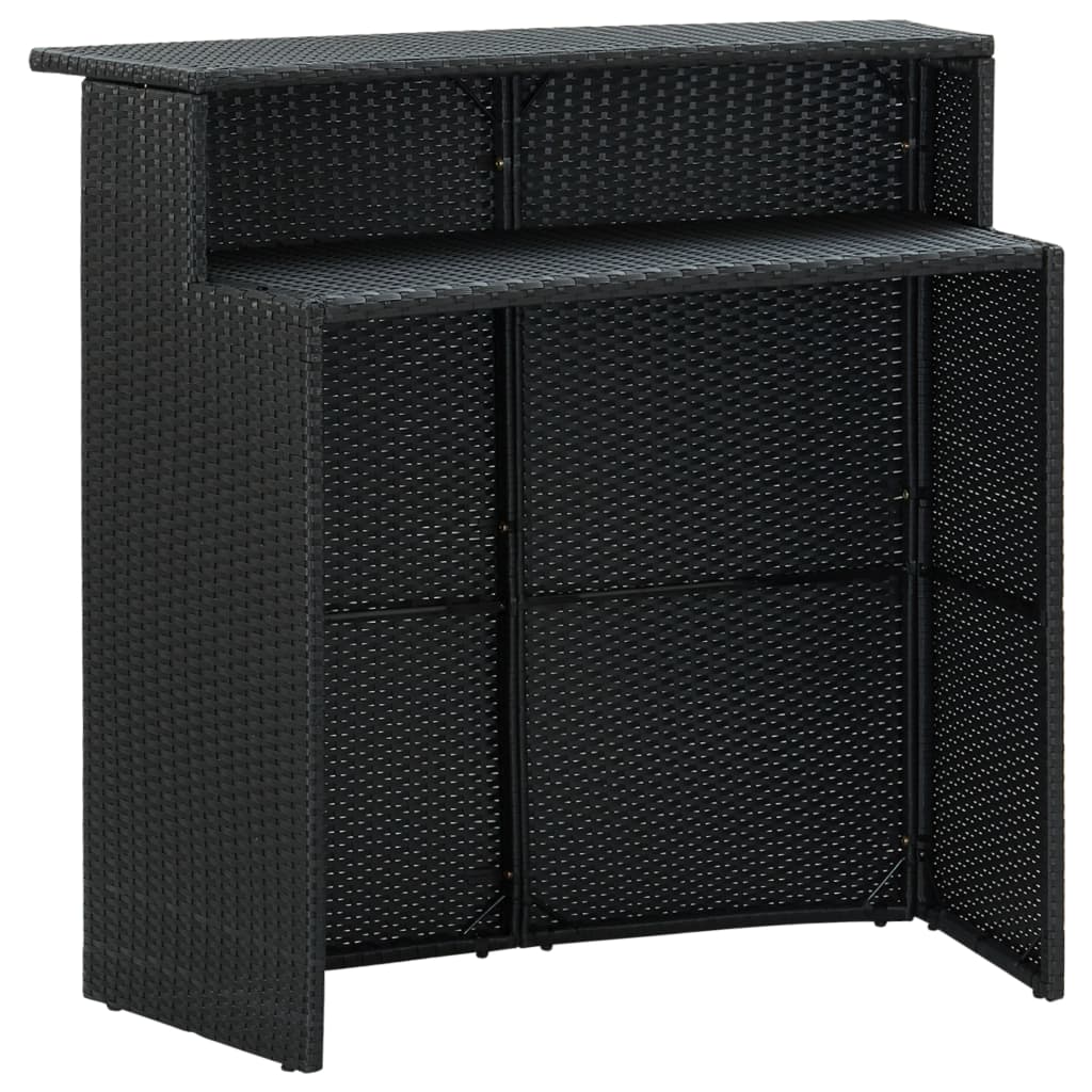 5Dílný Zahradní Barový Set S Poduškami Černý