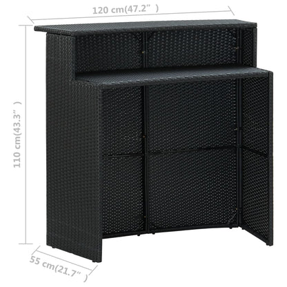5Dílný Zahradní Barový Set S Poduškami Černý