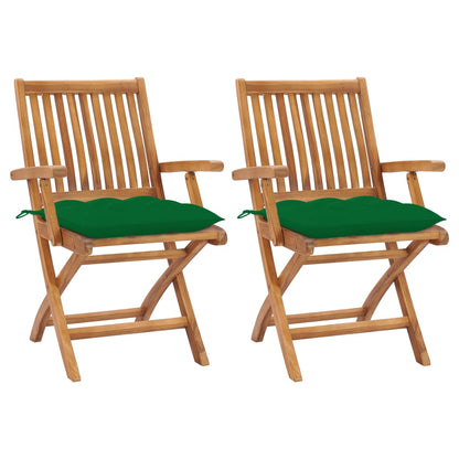 Skládací Zahradní Židle S Poduškami 4 Ks Masivní Teak Zelená