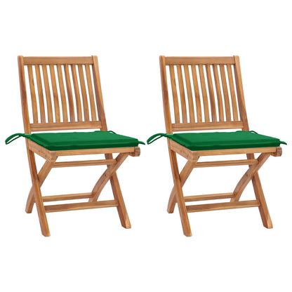 Skládací Zahradní Židle S Poduškami 4 Ks Masivní Teak Zelená
