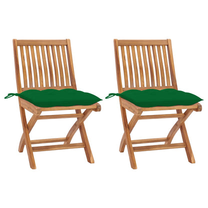 Skládací Zahradní Židle S Poduškami 4 Ks Masivní Teak Zelená