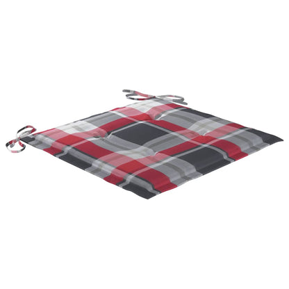 Zahradní Židle + Červené Kárované Podušky 2 Ks Masivní Teak