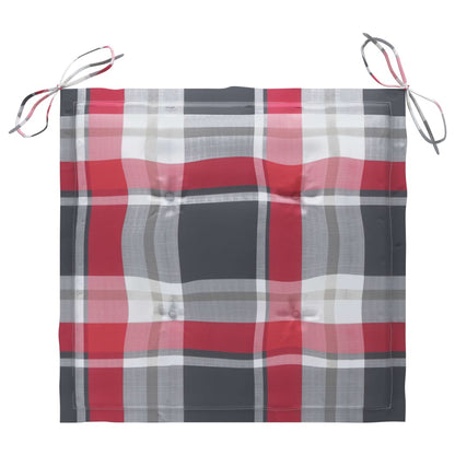 Zahradní Židle + Červené Kárované Podušky 2 Ks Masivní Teak