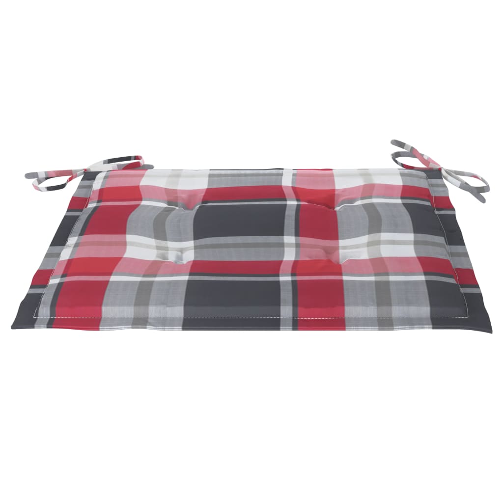 Zahradní Židle + Červené Kárované Podušky 2 Ks Masivní Teak