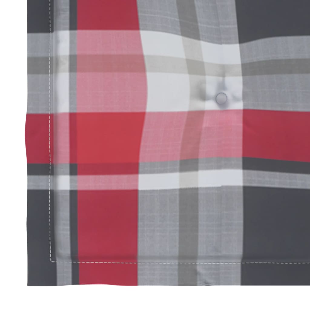 Zahradní Židle + Červené Kárované Podušky 2 Ks Masivní Teak