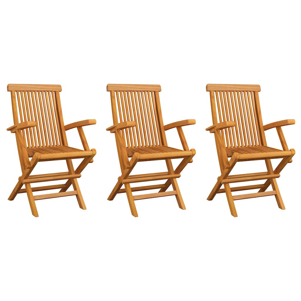 Zahradní Židle S Béžovými Poduškami 3 Ks Masivní Teak