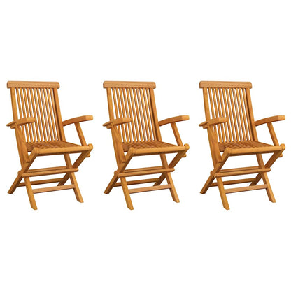 Zahradní Židle S Béžovými Poduškami 3 Ks Masivní Teak
