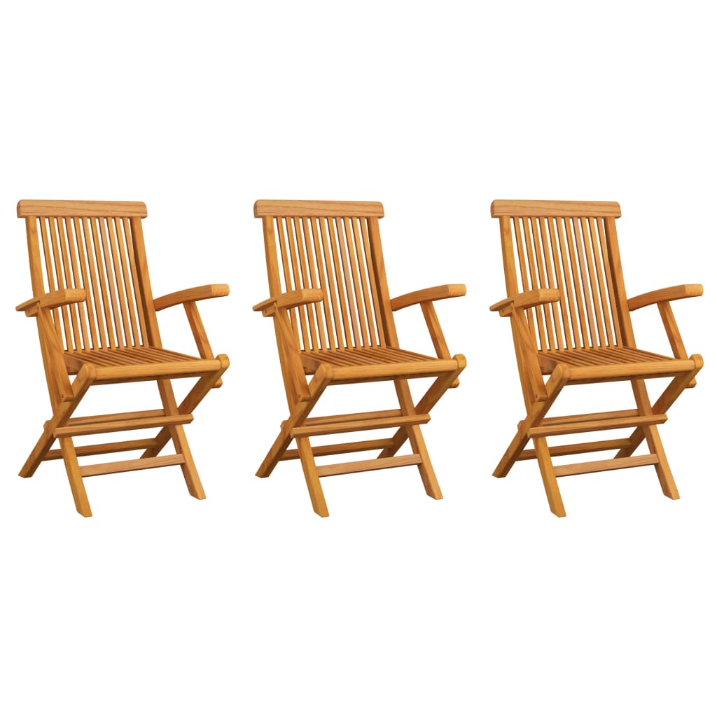 Zahradní Židle S Červenými Poduškami 3 Ks Masivní Teak