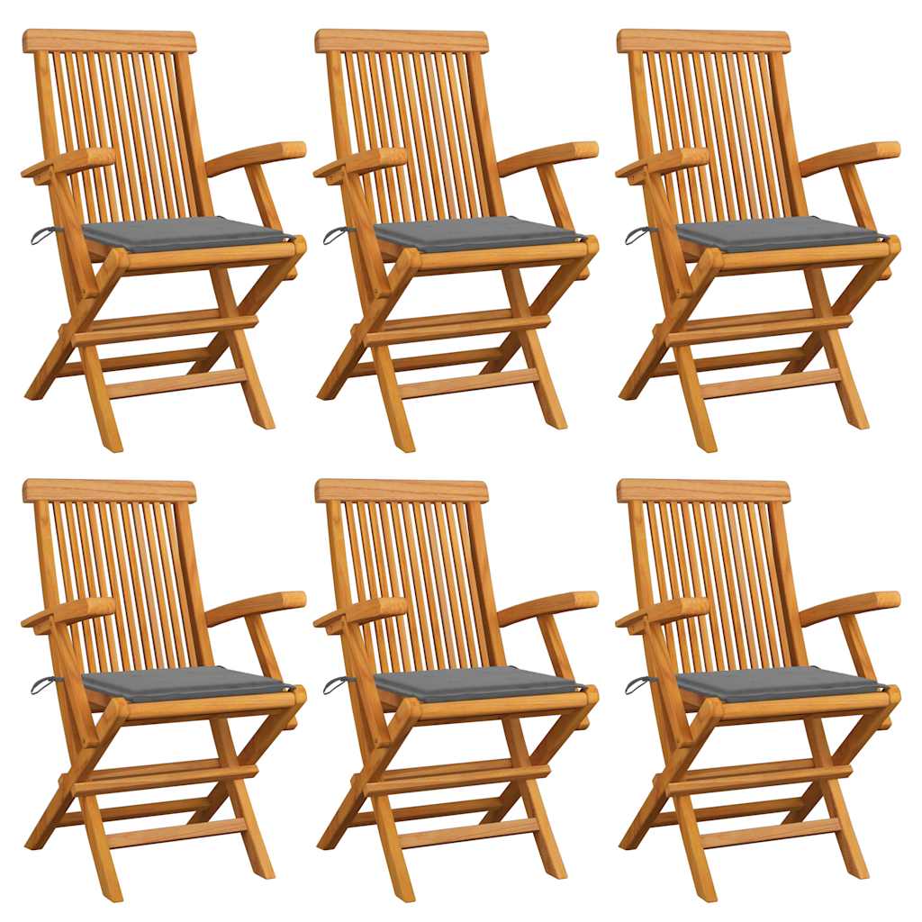 Zahradní Židle S Červeně Károvanými Poduškami 6 Ks Masivní Teak