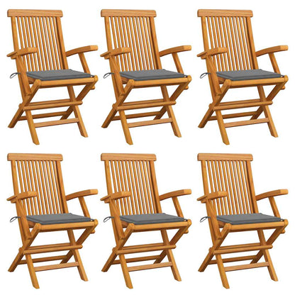 Zahradní Židle S Červeně Károvanými Poduškami 6 Ks Masivní Teak