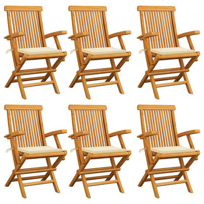 Zahradní Židle S Červeně Károvanými Poduškami 6 Ks Masivní Teak