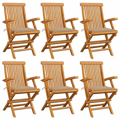 Zahradní Židle S Červeně Károvanými Poduškami 6 Ks Masivní Teak