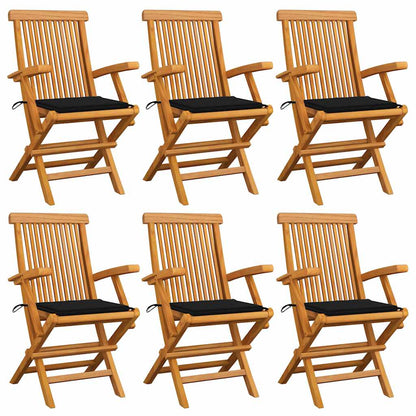 Zahradní Židle S Červeně Károvanými Poduškami 6 Ks Masivní Teak