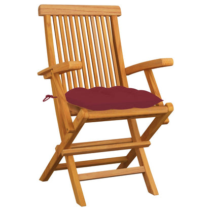 Zahradní Židle S Vínovými Poduškami 6 Ks Masivní Teak