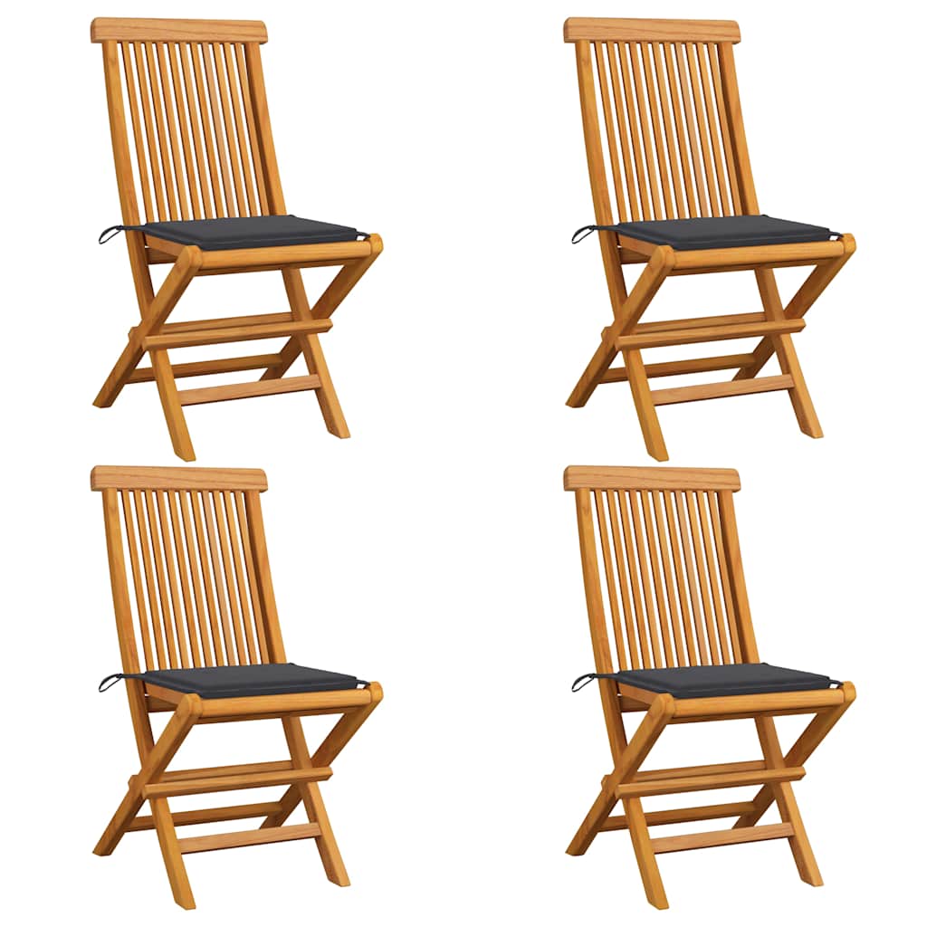 Zahradní Židle S Antracitovými Poduškami 4 Ks Masivní Teak