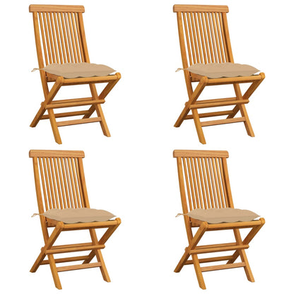 Zahradní Židle S Šedými Poduškami 6 Ks Masivní Teak