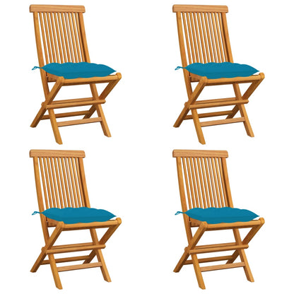 Zahradní Židle S Šedými Poduškami 6 Ks Masivní Teak