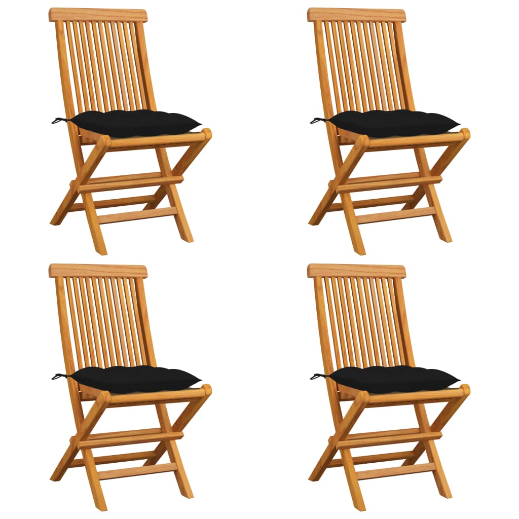 Zahradní Židle S Šedými Poduškami 6 Ks Masivní Teak
