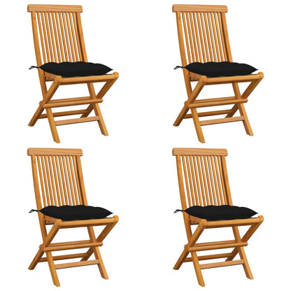 Zahradní Židle S Šedými Poduškami 6 Ks Masivní Teak