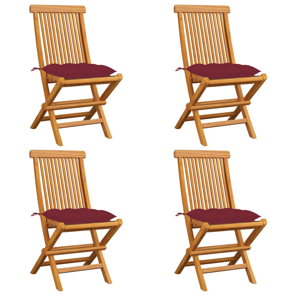Zahradní Židle S Šedými Poduškami 6 Ks Masivní Teak