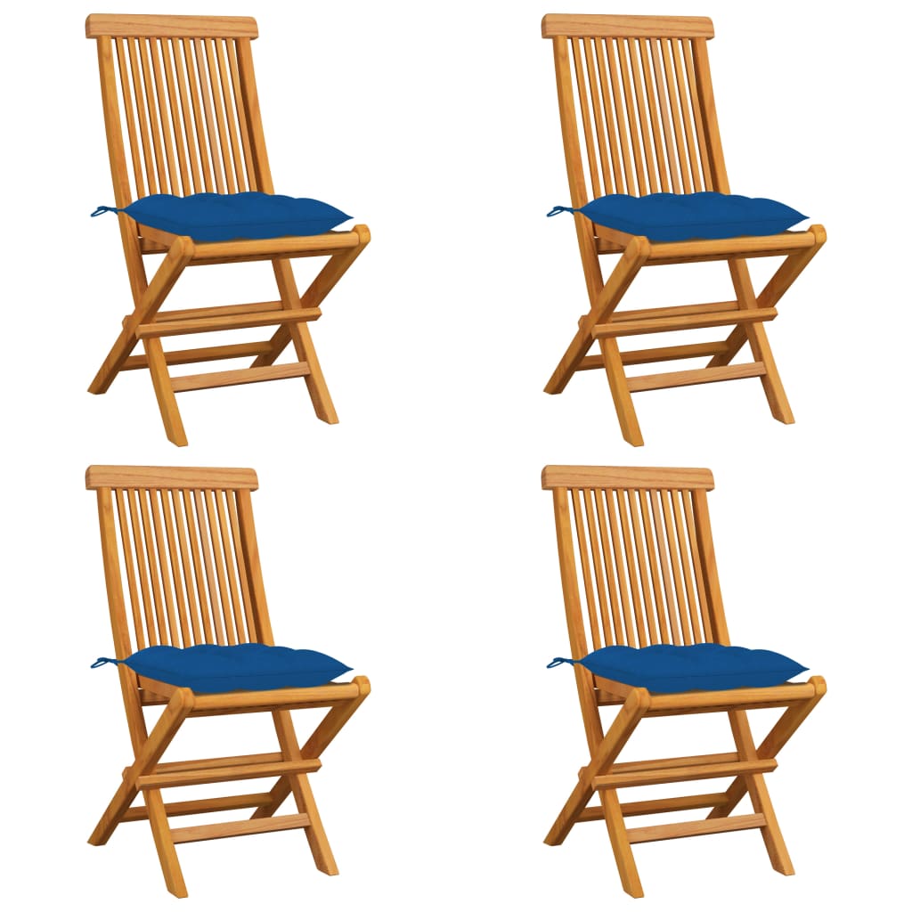 Zahradní Židle S Šedými Poduškami 6 Ks Masivní Teak