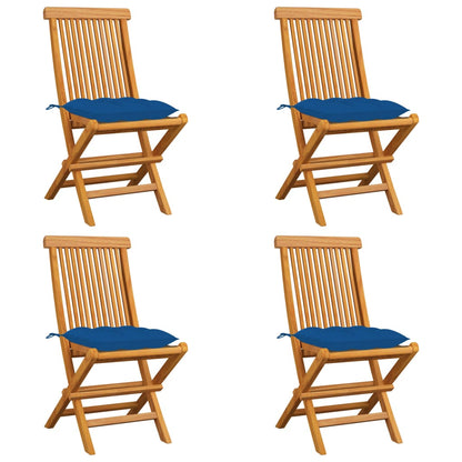 Zahradní Židle S Šedými Poduškami 6 Ks Masivní Teak