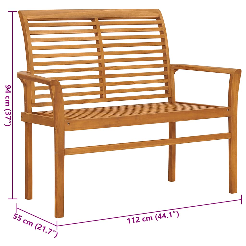 Zahradní Lavice S Krémovou Poduškou 112 Cm Masivní Teak