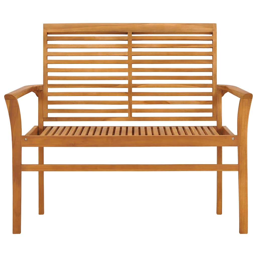 Zahradní Lavice S Béžovou Poduškou 112 Cm Masivní Teak