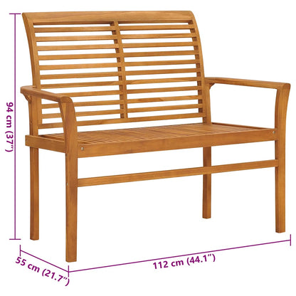 Zahradní Lavice S Vínovou Poduškou 112 Cm Masivní Teak