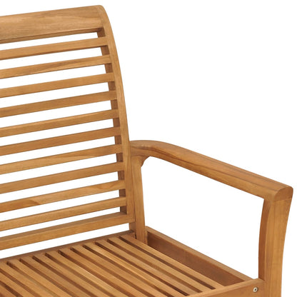 Zahradní Lavice S Šedou Károvanou Poduškou 112 Cm Masivní Teak